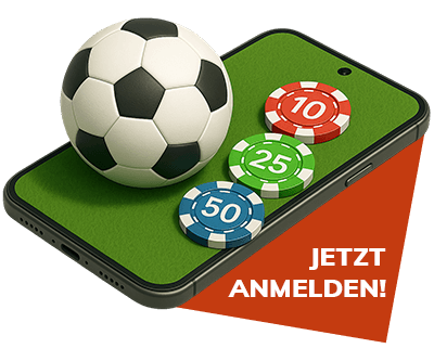 Online Wetten Tipps mit Smartphone Fussball und Casino Chips