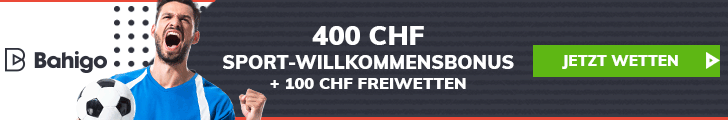 bahigo-willkommenbonus Banner mit Bahigo Logo und 400 CHF Sport Willkommensbonus Angebot